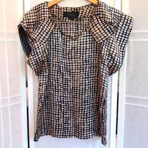Hniiy black gold silk blouse